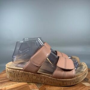 Alegria Mena Women‎ Size 40 9 Pink Leather Cork Wedge Platform Sandals Shoes